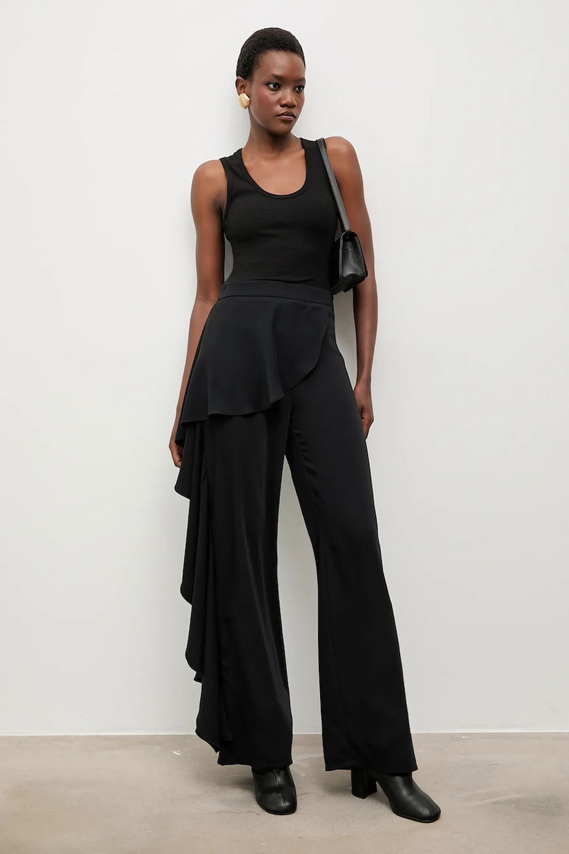 Answear.LAB pantaloni culoarea negru, lat, high waist