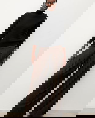 Answear.LAB pantaloni culoarea maro, lat, high waist