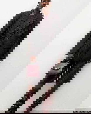 Answear.LAB sacou din lana culoarea maro, un singur rand de nasturi, neted