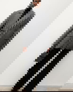 Answear.LAB sacou din lana culoarea gri, un singur rand de nasturi, neted