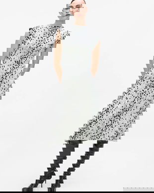 Karl Lagerfeld rochie culoarea bej, midi, evazați, A4W13030