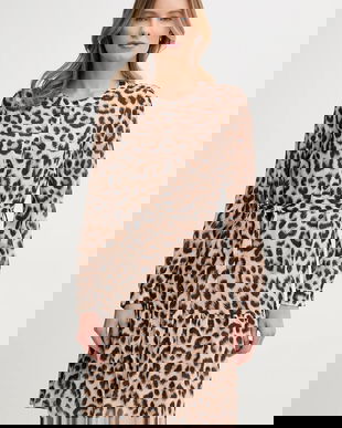 OUI rochie culoarea bej, midi, dreaptă, 91807