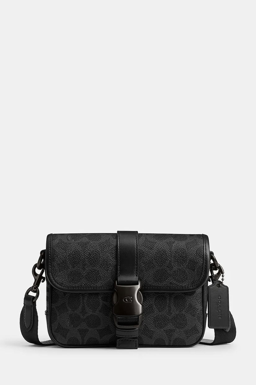 Coach borsetă de piele culoarea gri, CY990