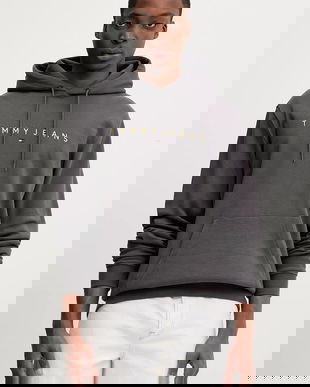 Tommy Jeans bluză culoarea bej, cu glugă, cu imprimeu, DM0DM20746