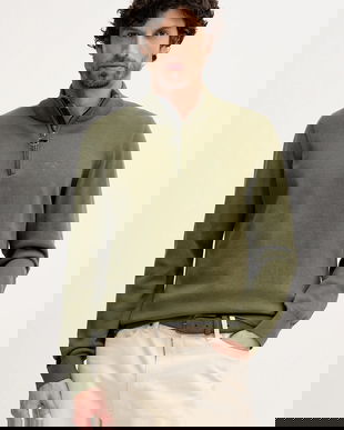 Barbour pulover de bumbac culoarea verde, cu turtleneck