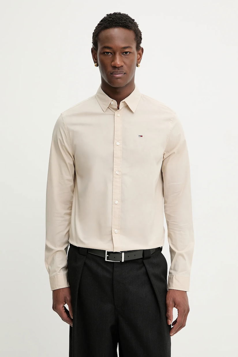 Tommy Jeans cămașă culoarea bleumarin, cu guler clasic, slim, DM0DM04405