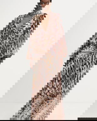 Retrofete rochie Opaline culoarea bej, maxi, evazați, R-FW25-11909-17