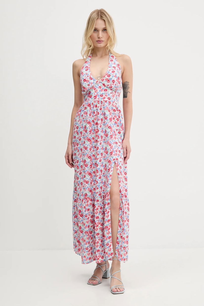 Hollister Co. rochie culoarea alb, maxi, evazați, KI359-5132