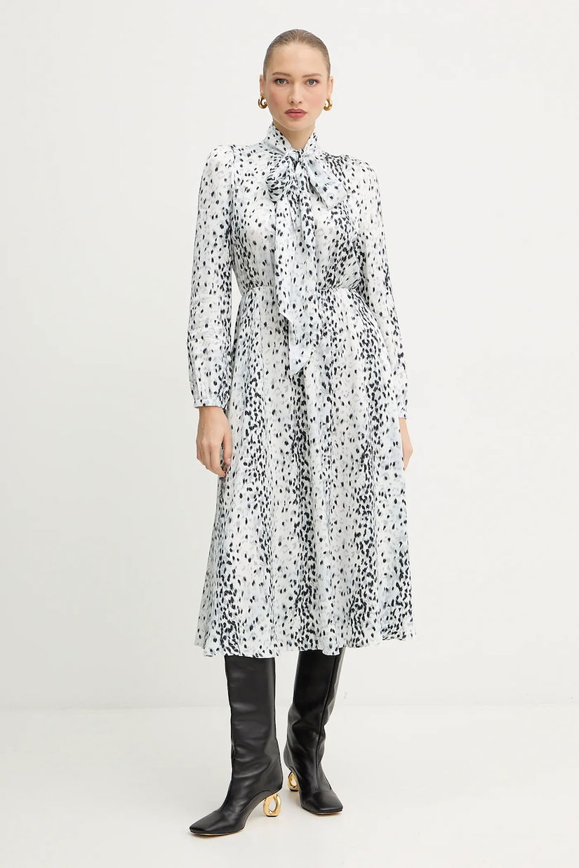 Karl Lagerfeld rochie culoarea bej, midi, evazați, A4W13038