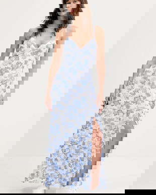 Hollister Co. rochie culoarea alb, maxi, evazată, KI359-5028