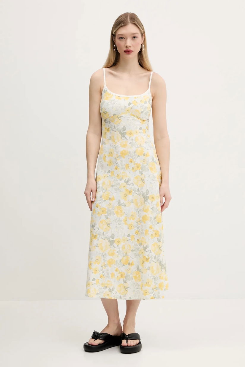 Hollister Co. rochie din in culoarea alb, midi, dreaptă, KI359-5266