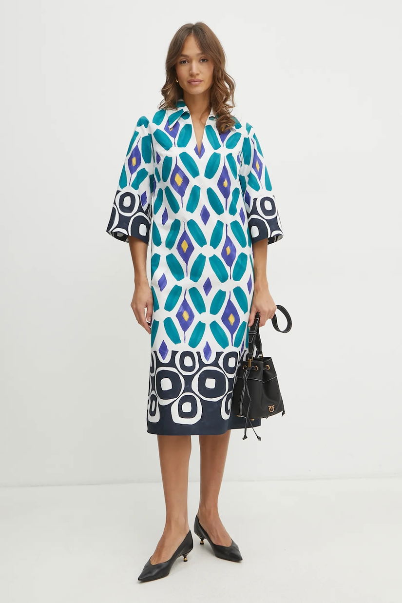 Luisa Spagnoli rochie culoarea alb, midi, dreaptă, 542073