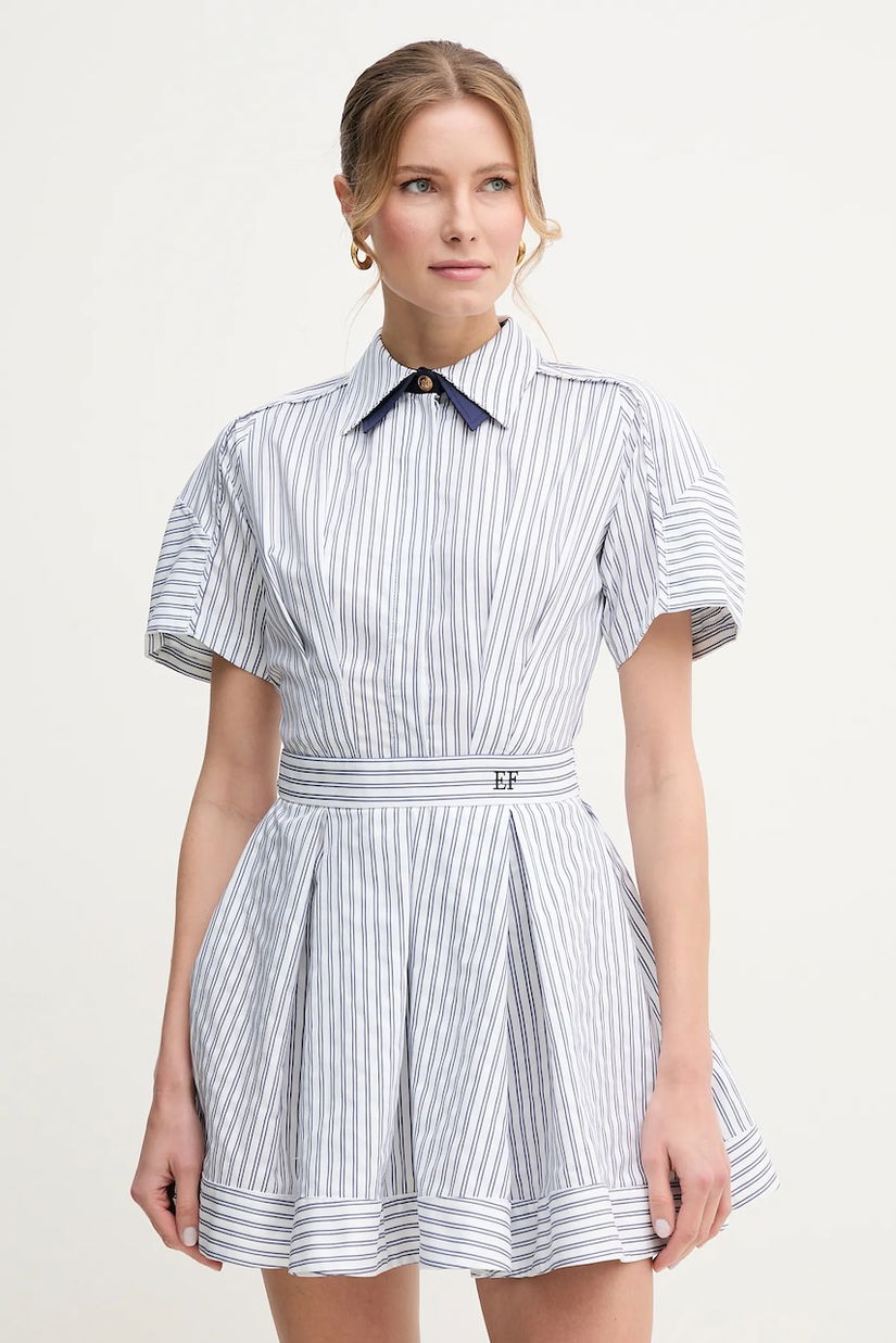 Elisabetta Franchi rochie din bumbac culoarea alb, mini, evazată, AB77051E2