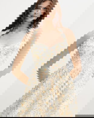 Bardot rochie POLLIE culoarea alb, mini, evazată, 59810DB