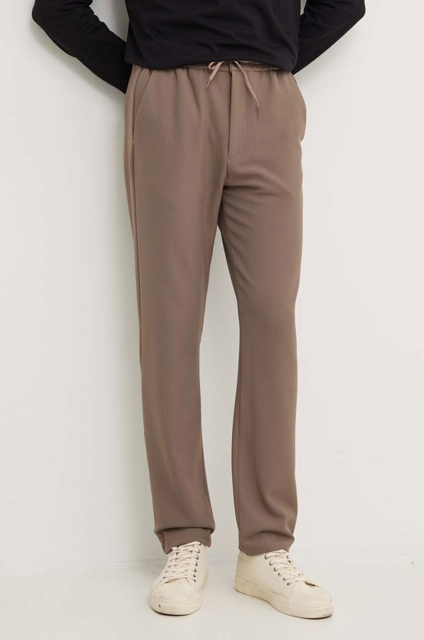 Les Deux pantaloni barbati, culoarea bej, cu fason chinos, LDM501101