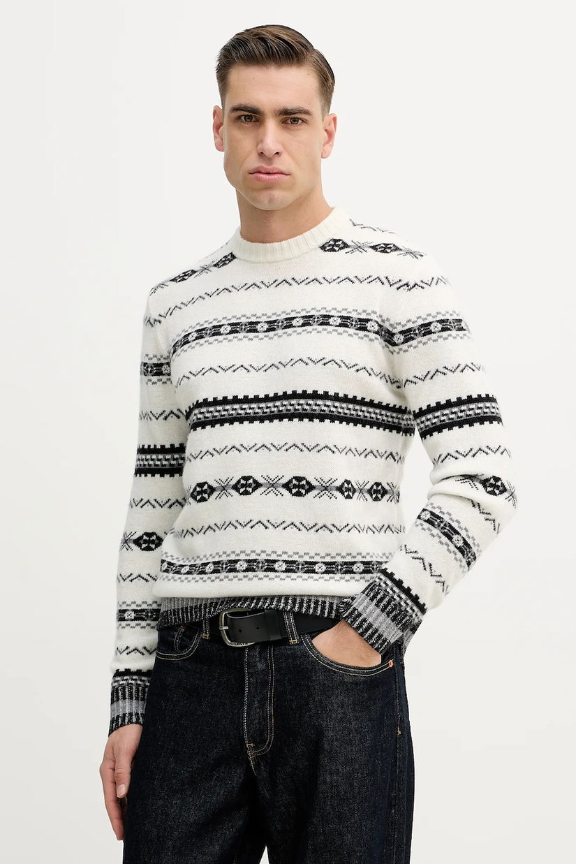 United Colors of Benetton pulover din amestec de lână culoarea bej, 18AYK10AP