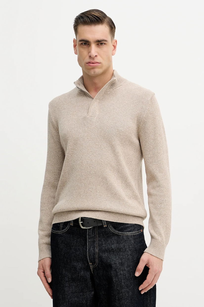 Hackett London pulover din amestec de cașmir culoarea bej, HM7000130