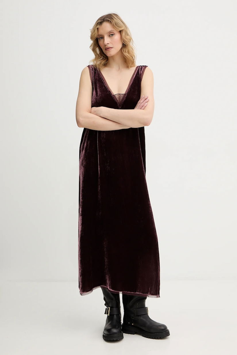 ZADIG&VOLTAIRE rochie de catifea culoarea bordo, WWDR02571