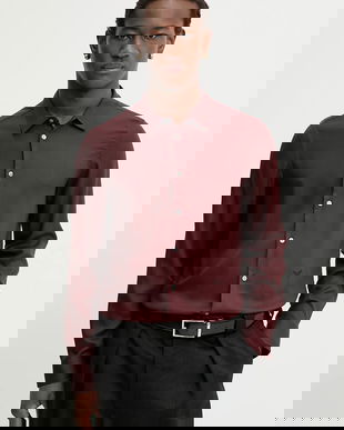 ZADIG&VOLTAIRE cămașă culoarea bordo, cu guler clasic, regular, WMSH01333