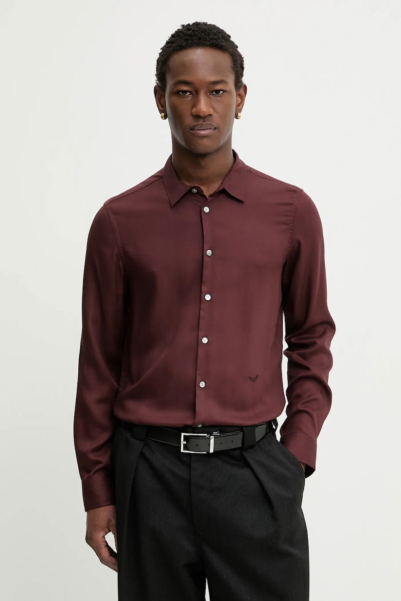 ZADIG&VOLTAIRE cămașă culoarea bordo, cu guler clasic, regular, WMSH01333