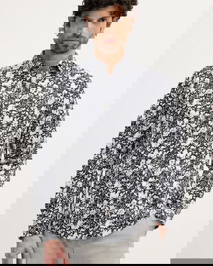 Joop! cămașă din bumbac culoarea bleumarin, cu guler clasic, regular, 30101545