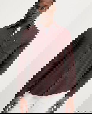 Tommy Jeans cămașă din bumbac culoarea maro, cu guler clasic, regular, DM0DM22838