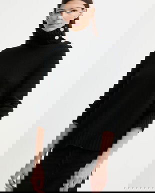 ZADIG&VOLTAIRE pulover de cașmir culoarea negru, cu guler, KWSW02923