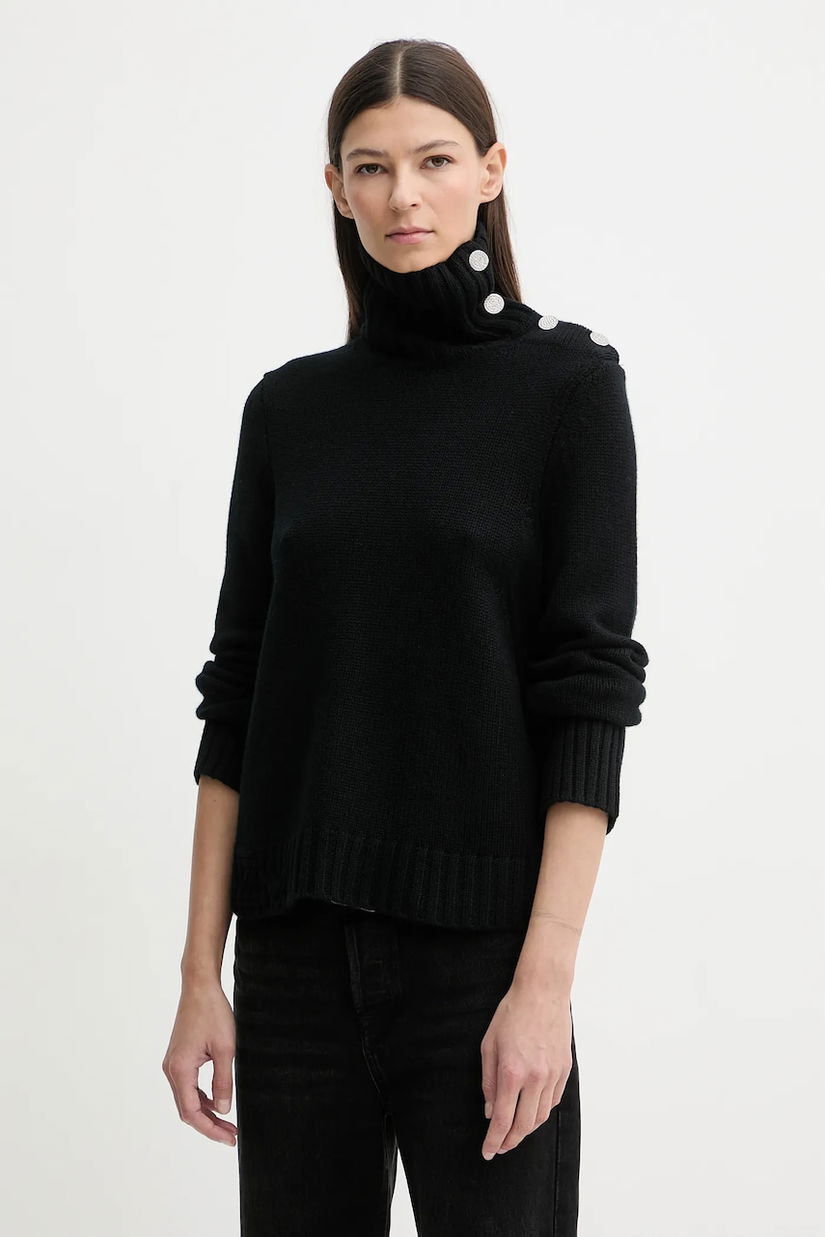 ZADIG&VOLTAIRE pulover de cașmir culoarea negru, cu guler, KWSW02923