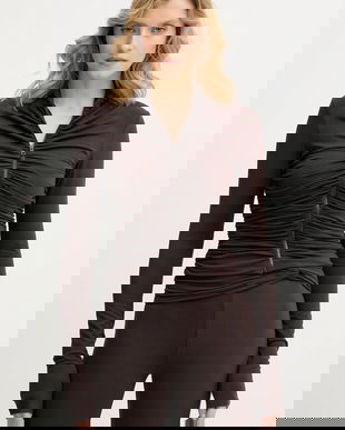 La Mania bluză ANNIKA culoarea maro, uni, ANNIKA