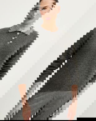 Morgan pulover din amestec de lână culoarea gri, MSOSI