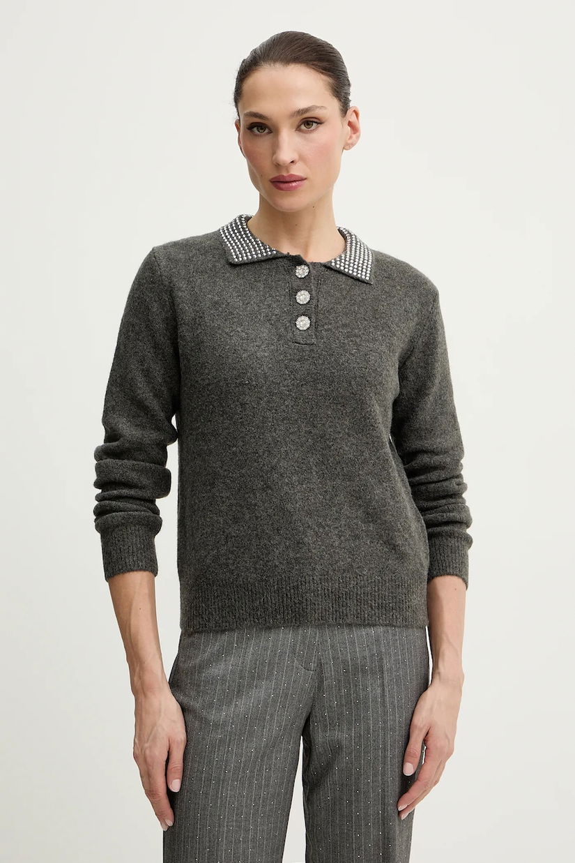 Morgan pulover din amestec de lână culoarea gri, MSOSI