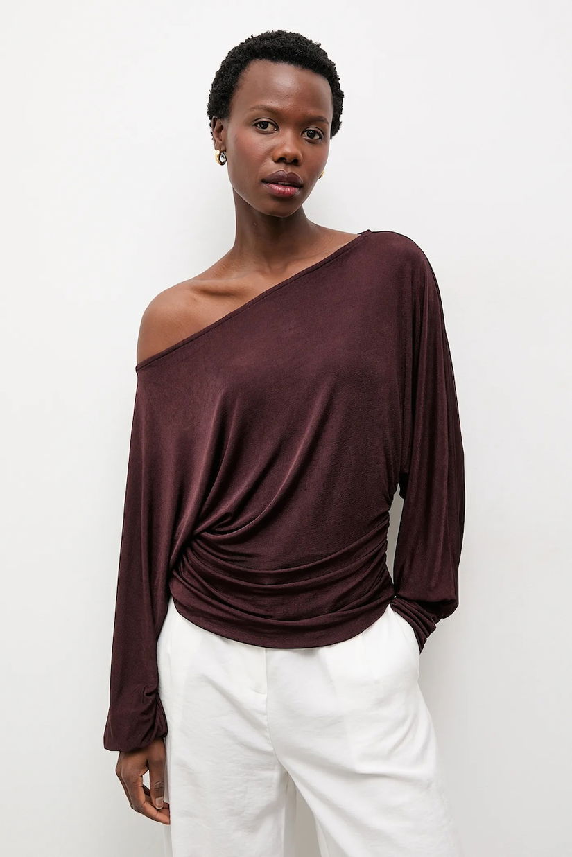 Answear.LAB bluza culoarea maro, neted