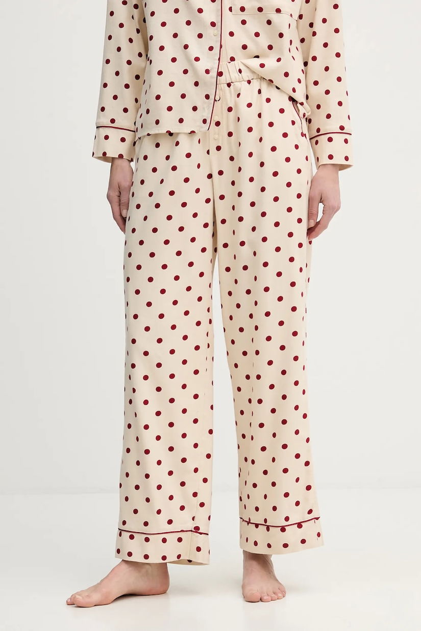 Abercrombie & Fitch pantaloni de pijama culoarea bej, KI146-5134-606