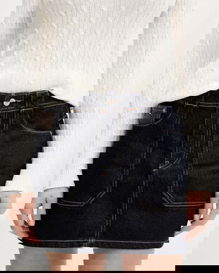 Tommy Jeans fustă jeans culoarea bleumarin, mini, creion, DW0DW21991