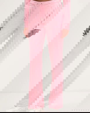 Juicy Couture pantaloni de trening din velur culoarea bej, cu imprimeu, JCWBJ225307