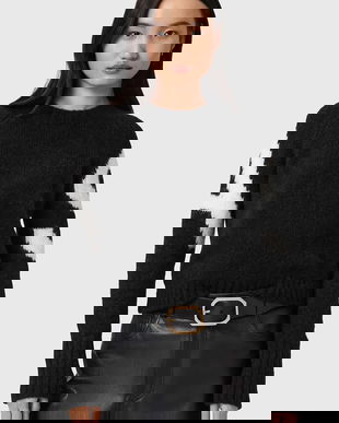 AllSaints pulover din amestec de lână de alpaca culoarea negru, W088KD