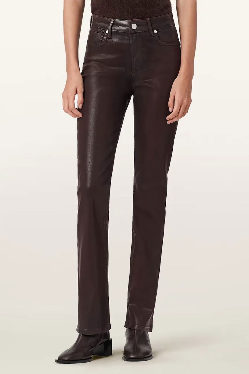 AllSaints pantaloni culoarea bordo, lat, high waist, W093ED