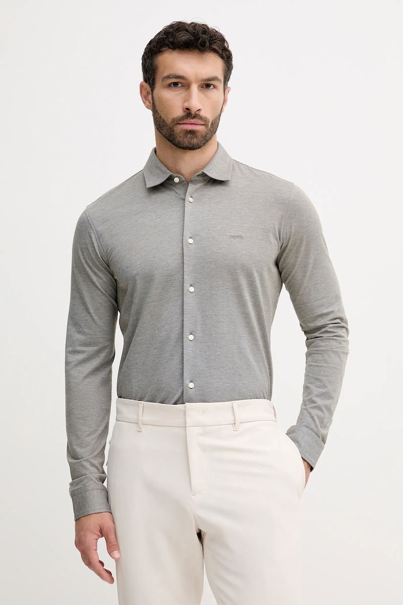 BOSS Orange cămașă din bumbac Mysoft_2_M culoarea alb, cu guler italian, slim, 50519748