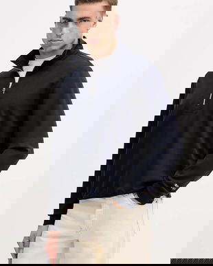 Paul Smith bluză culoarea bleumarin, uni, M1R-631Z-TP4724