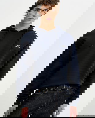 A.P.C. hanorac de bumbac Boxy Petit Vpc barbati, culoarea albastru marin, cu glugă, neted, COHBR-H27917