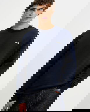 A.P.C. hanorac de bumbac Boxy Petit Vpc barbati, culoarea albastru marin, neted, COHBR-H27916