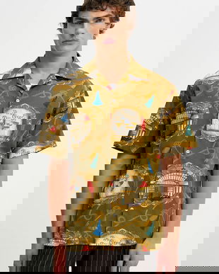 Drôle de Monsieur cămașă din bumbac La Chemise Grand HUtel culoarea verde, regular, H.SH228.LI010