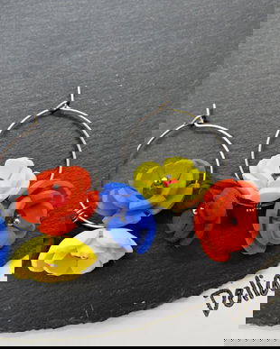 Cercei handmade - flori - Tricolorul Romaniei (cod1348)