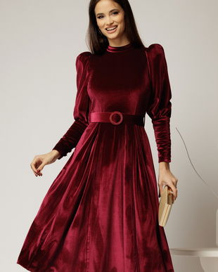 Rochie DY Fashion bordo din catifea