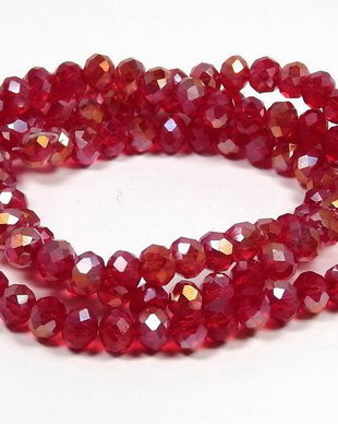 Cristale din sticla, rondelle, 3x2.5 mm, AB, rosu inchis