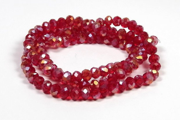 Cristale din sticla, rondelle, 3x2.5 mm, AB, rosu inchis