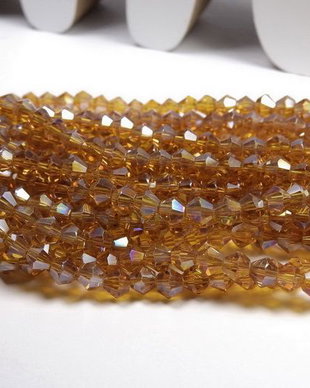 Cristale din sticla, biconice, 2 mm, transparente, AB, maro
