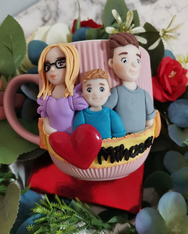 Cana personalizata familie copil si parinti