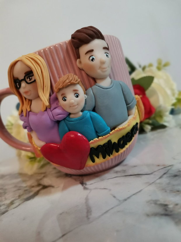 Cana personalizata familie copil si parinti