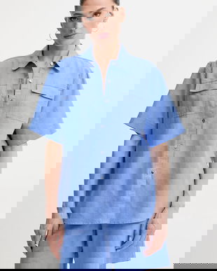 Karl Lagerfeld cămașă de in femei, cu guler clasic, relaxed, A2W11012